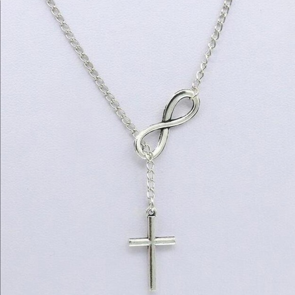 Infinity Cross Pendant Necklace 925 Plated - Picture 2 of 3